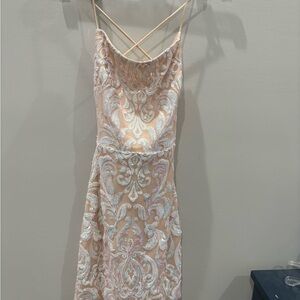 Windsor Cream and White Backless Dress